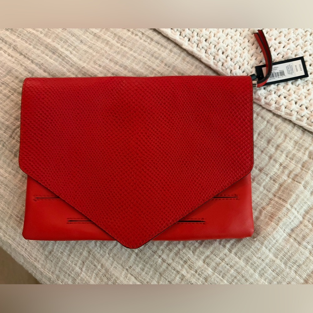Banana Republic Red Textured Envelope Clutch